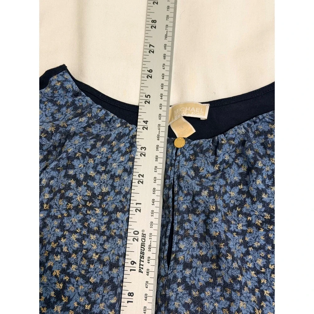 Michael Kors Navy Blue Floral Mixed Media Sleeveless Top Blouse 1X